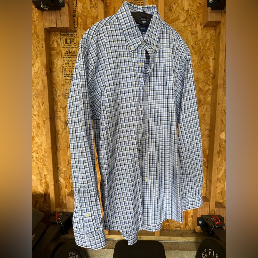 Ralph Lauren Men's Long Sleeve Button Up Dress Shirt Neck 15.5 Cotton